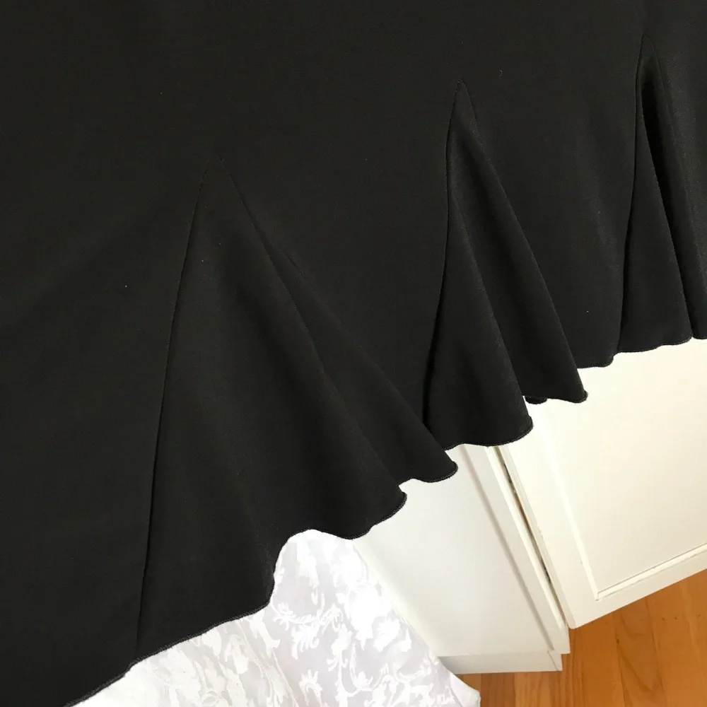 SUSAN LAWRENCE Black Midi Skirt Flounce Ruffle Women’s Size XL